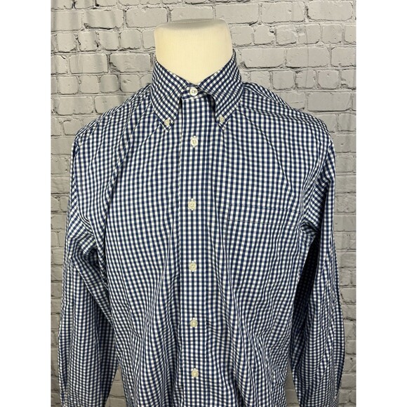 Brooks Brothers Regent Men’s SZ L Long Sleeve Button Down Shirt Blue,White Check - Picture 4 of 8